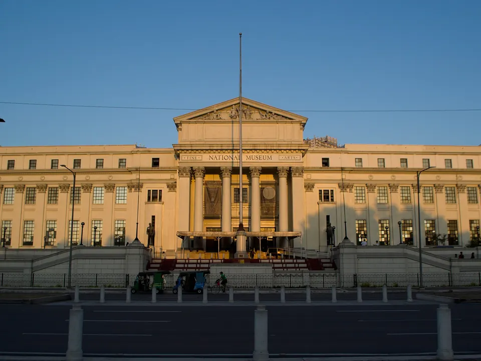 Facade of the National Museum of Fine Arts, Manila, in evening light