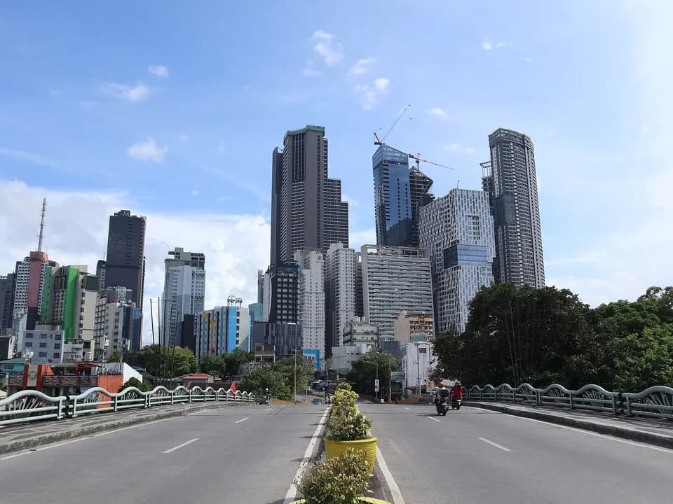 Makati's towers seen from the Makati Avenue bridge into Poblacion